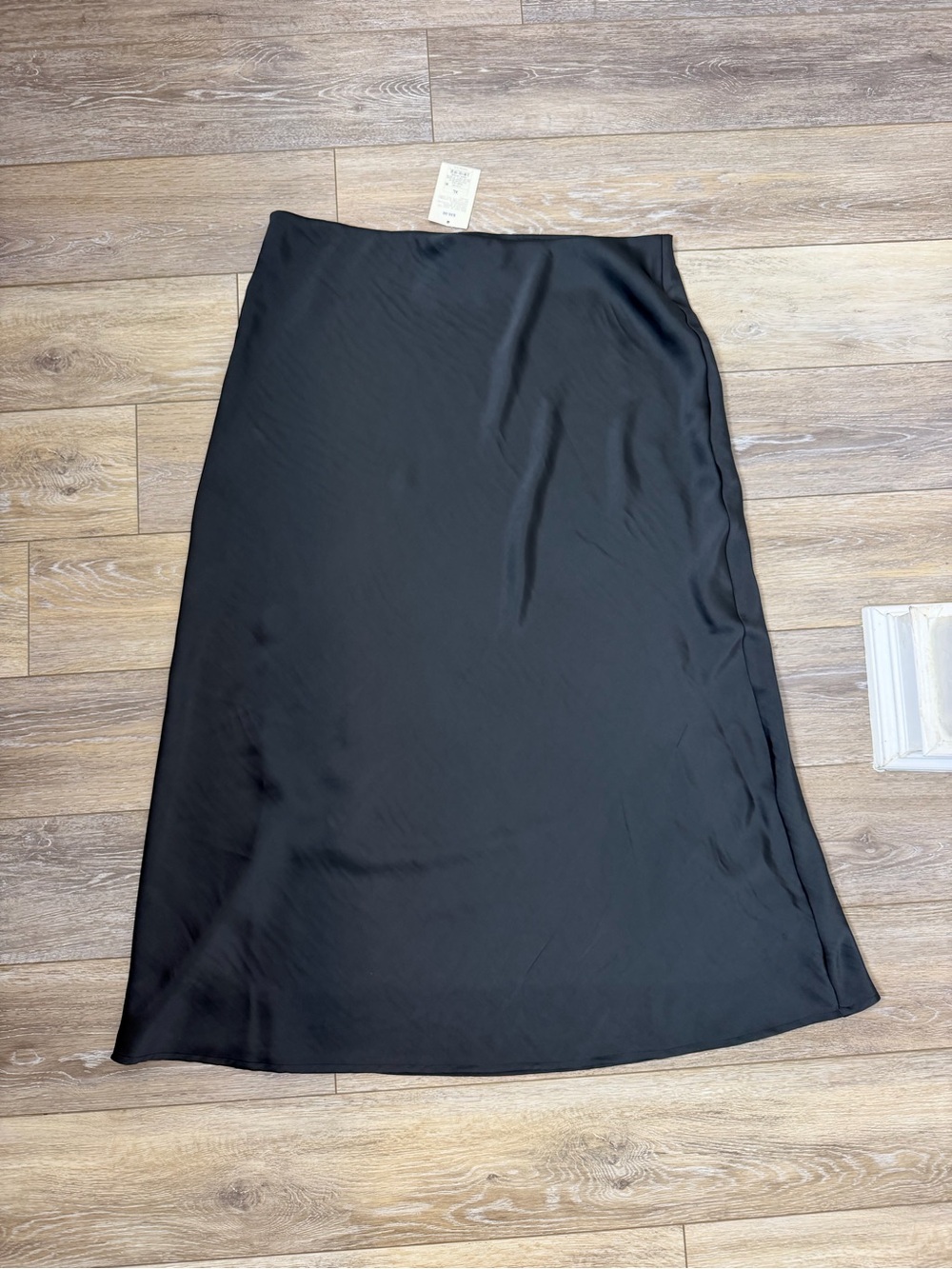 a new day Black Satin-Look Midi Slip Skirt